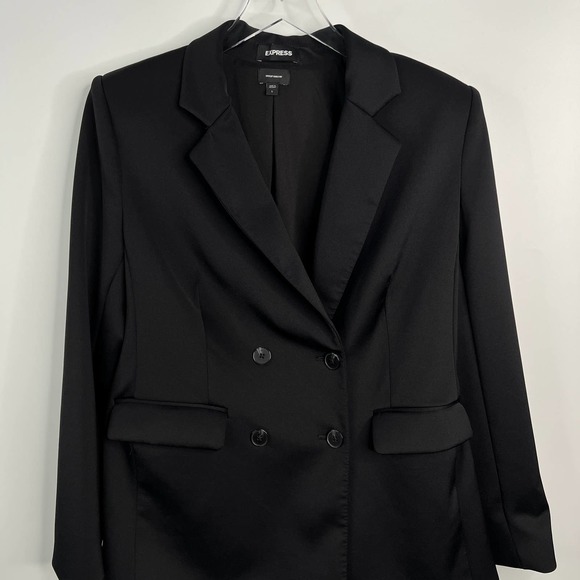 Express Super Soft Double Knit Black Double-Breasted Blazer - Picture 6 of 14